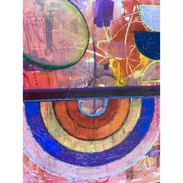 Artwork Title: Arc of Becoming An original abstract geometric painting on an 8x8 canvas panel, built around a layered arc...