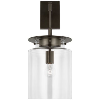 Ray Booth for Visual Comfort Signature Elias 23" Sconce in Bronze with Clear Glass For Sale