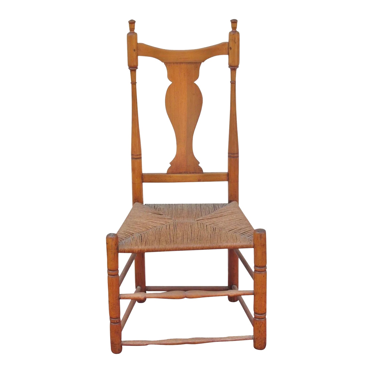 18th Century New England Queen Anne Side Chair With Yolk Crest & Button ...
