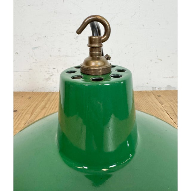 Industrial Green Enamel Factory Pendant Lamp, 1960s For Sale - Image 12 of 16