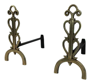 Bronze and Iron Andirons, Signed, French, circa 1930 - A Pair