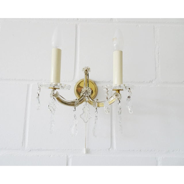 1970s Maria Theresa Style Crystal Glass Wall Lamps, 1960s, Set of 2 For Sale - Image 5 of 11