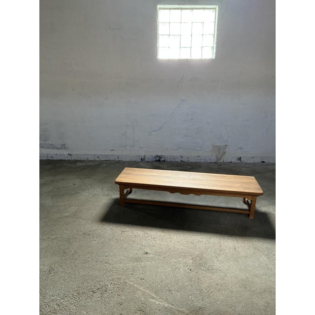 Brutalist Low Oak Bench in the style of Kjærnulf, 1970s For Sale - Image 3 of 10