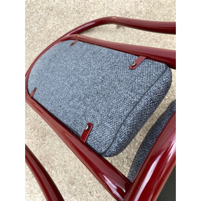Burgundy Fabric and Metal Bistro Chair, 1990 For Sale - Image 10 of 18