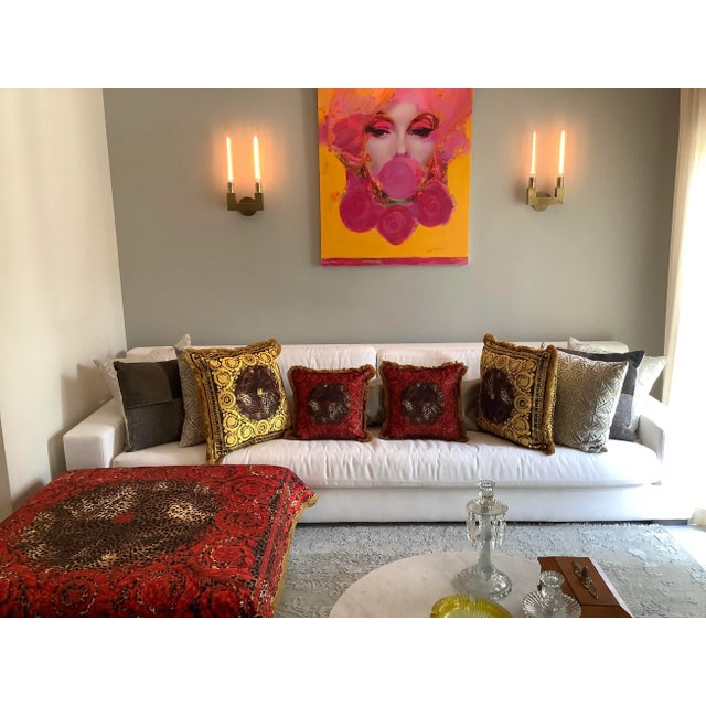 Bronze Versace Style Custom Made XL Pillows - a Pair For Sale - Image 8 of 12