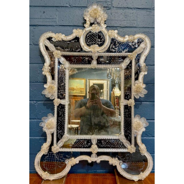 Shaped Italian Etched Murano Glass Mirror For Sale In Dallas - Image 6 of 6