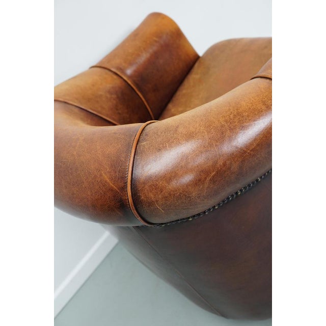 Vintage Dutch Cognac Leather Club Chair For Sale - Image 12 of 18