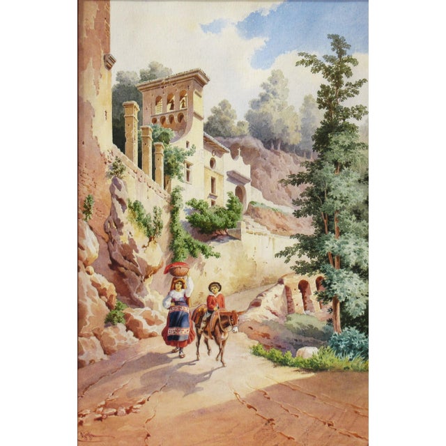 Roberto Gigli, Italian Village Scene, Circa 1880 For Sale - Image 4 of 11