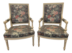 Louis XVI Style Armchairs in White Lacquered Beech, 20th Century, Set of 2