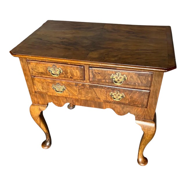 18th Century English Burl Walnut Lowboy For Sale