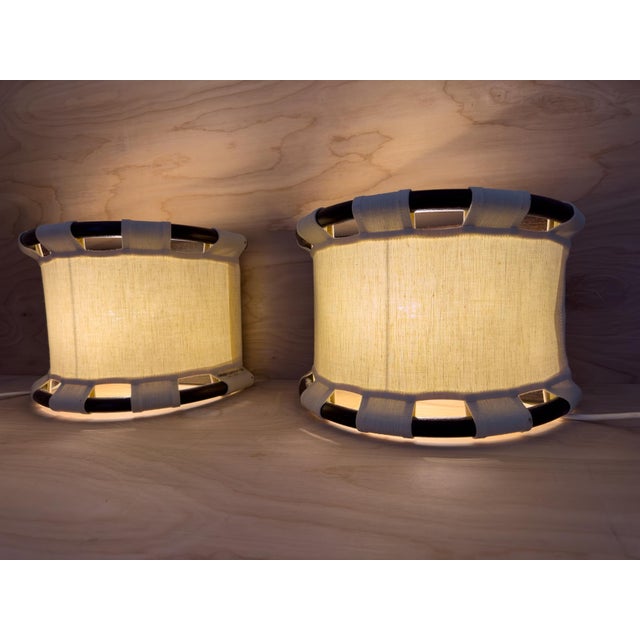 Pair of Wall sconces for Ateljé Lyktan, designed by Anna Ehrner (Sweden, 1948) in the 1970s. Made of darkened bamboo and...