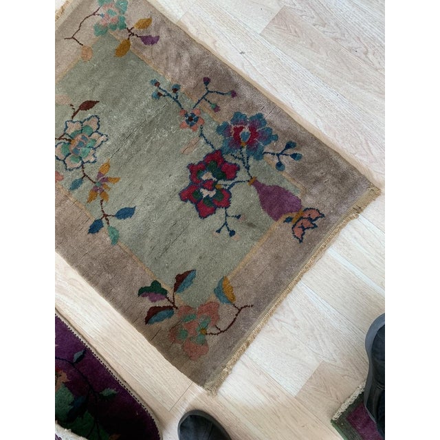 1920s 1920s, Handmade Antique Art Deco Chinese Rug 2.1' X 3.2' For Sale - Image 5 of 5