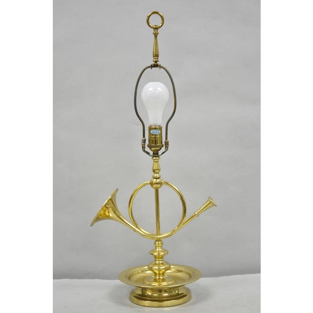 Vintage Remington Brass Equestrian Hunting Horn French Horn Table Lamp For Sale - Image 15 of 15
