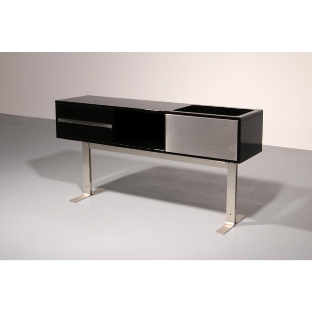 Black and Stainless Steel Bar Sideboard, Italy, 1969 For Sale - Image 9 of 12