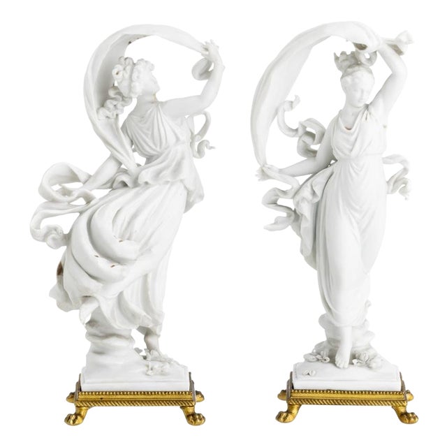 19th Century Porcelain Female Figurines, Set of 2 For Sale