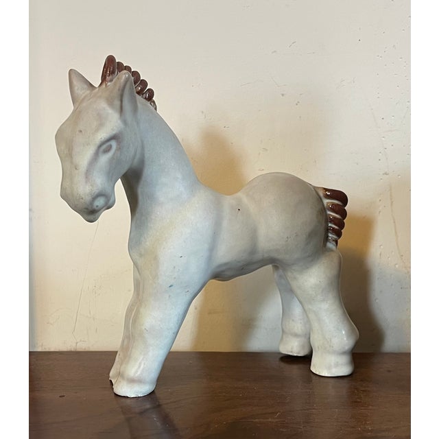 Ceramic 1940's Swedish Mid-Century Modern Pottery Horse by Vicke Lindstrand for Uppsala Ekeby - "Häst" For Sale - Image 7 of 15