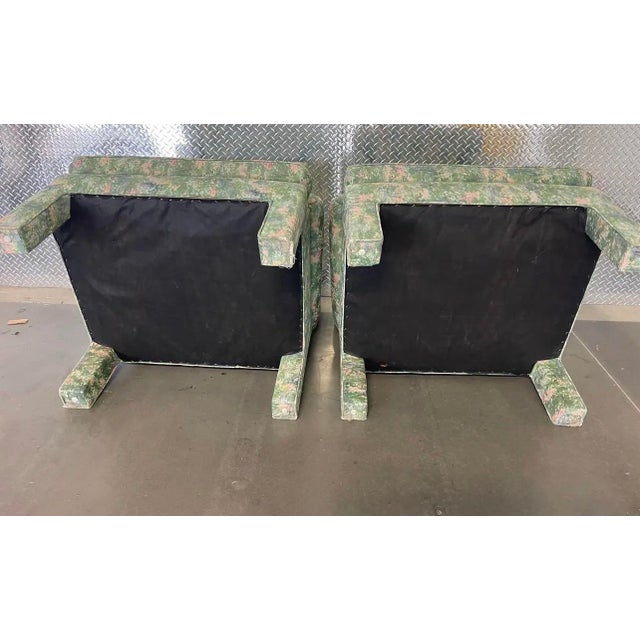 Textile 80s/90s Postmodern Parsons Style Arm Chairs, Vintage Lounge Chair, Modern Club Chair, Floral For Sale - Image 7 of 8