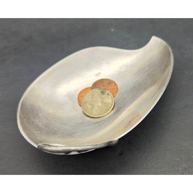 1950s 1950s Danish Silver-Plated Leaf Shaped Trinket Dish For Sale - Image 5 of 10