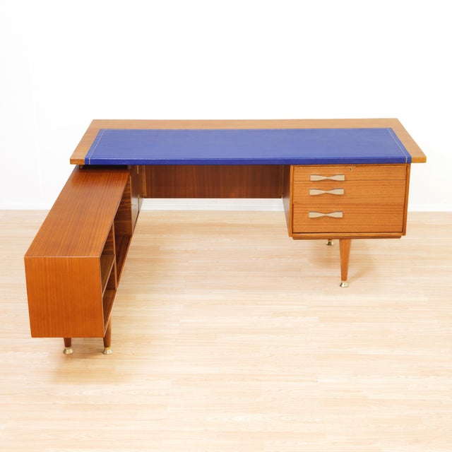 Mid Century Teak Executive Desk With Floating Return, England, 1960s For Sale - Image 14 of 18