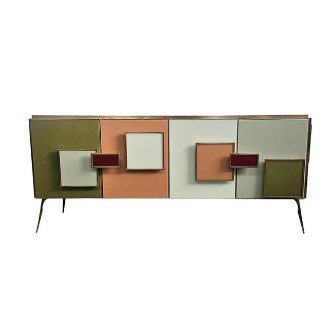 Four-Door Sideboard in Backlit Colored Glass, 1980s For Sale - Image 9 of 9