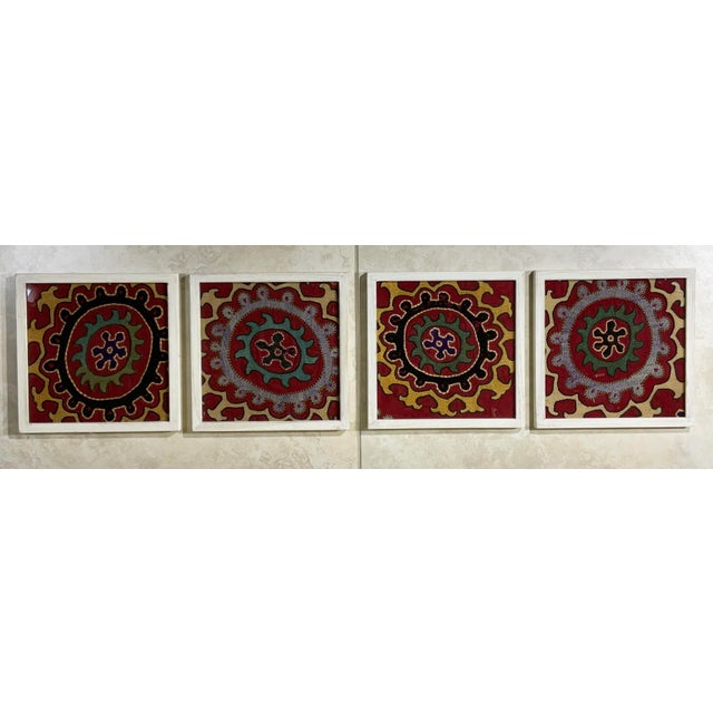 Set of Four Antique Suzani Wall Hanging For Sale - Image 9 of 12
