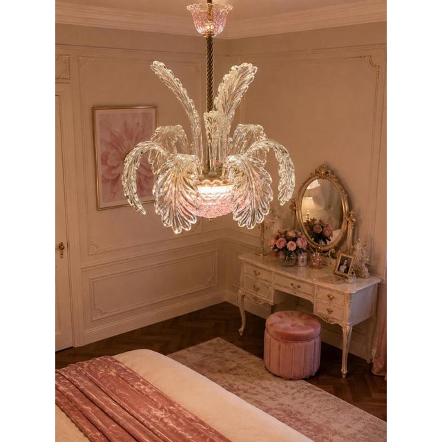 Gold Pink Murano Chandelier, 1950s For Sale - Image 8 of 11