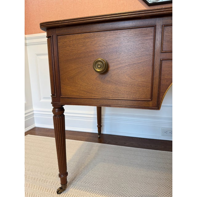 Wood Mid 20th Century English Neoclassical Sheraton Style Desk by Kittinger Desk For Sale - Image 7 of 18
