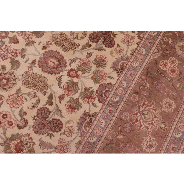 1990s Herritage Kashan Pak-Persian Ivory/Brown Wool Rug - 9'2'' X 12'1'' For Sale - Image 5 of 9