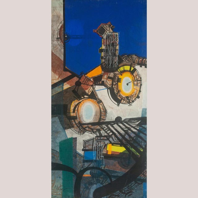 Industrial Geometric Abstraction, 1970s, Oil on Canvas For Sale - Image 6 of 6