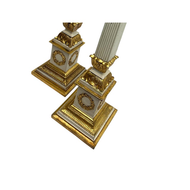 Neoclassical Fluted Column Table Lamps with Laurel Wreath, 1970s, Set of 2 For Sale - Image 11 of 13
