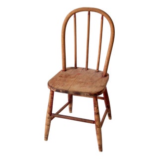 Vintage 1930s Spindle Back Children's Wood Chair For Sale