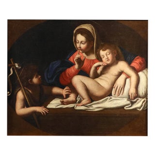 Annibale Carracci, Madonna and Child with Saint John the Baptist, The Silence, 16th Century, Oil Painting on Canvas, Framed For Sale