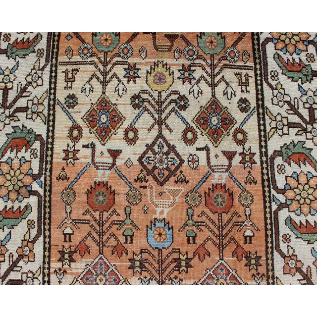 Antique Persian Bakhtiari Runner With Lattice Design in Peach and Ivory Tones 3'7 X 11'2 For Sale - Image 11 of 16