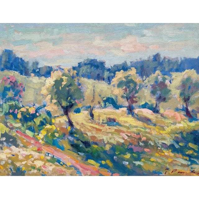 Teodors Paulovics, Surroundings in Countryside, 1963, Oil on Cardboard For Sale - Image 6 of 6