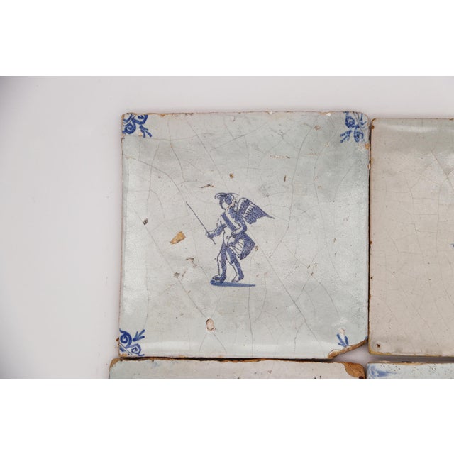 18th Century Set of Four Delft Tiles, Earthenware For Sale - Image 4 of 7