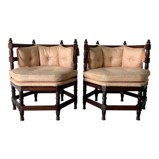 1970s Vintage Hollywood Regency Barrel Back Club Chairs - a Pair For Sale