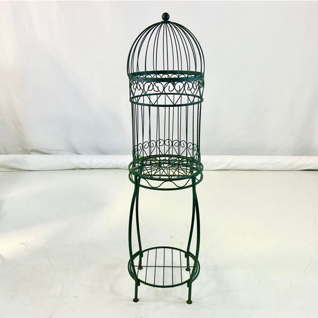 1970s Vintage Boho Chic Hollywood Regency Metal Birdcage Plant Stand For Sale - Image 6 of 13