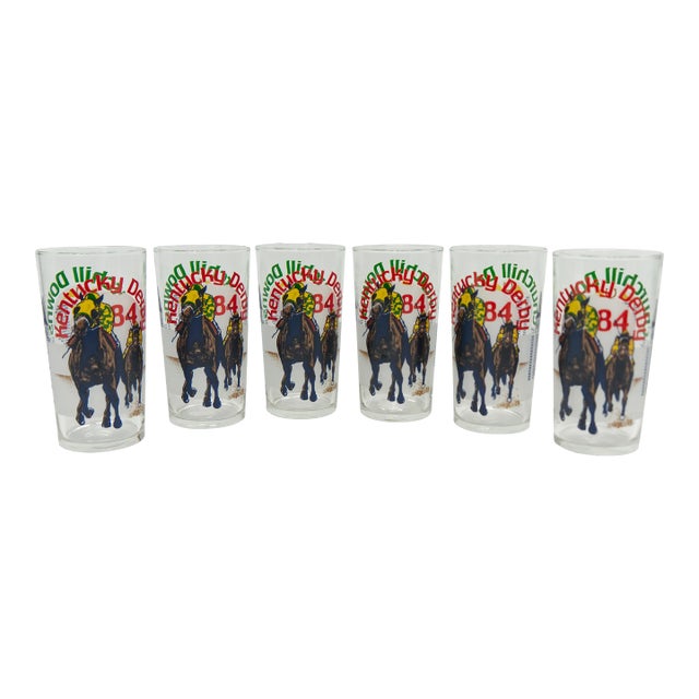 1984 Kentucky Derby Official Mint Julep Tumbler Glasses Set of 6 For Sale