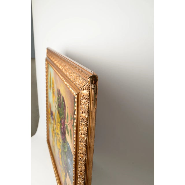 Pierre-Auguste Renoir Vintage Still Life Painting Sunflowers Gold Gilt Frame Signed A. Gotz For Sale - Image 4 of 9