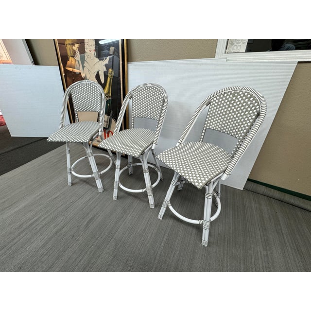 2020s Serena & Lily Riviera Swivel Counter Stools, Set of Three For Sale - Image 5 of 12