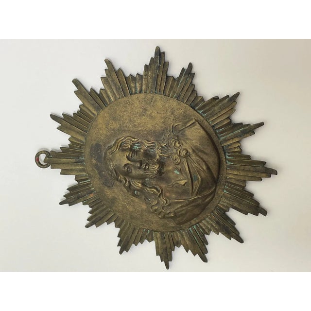 19th Century 19th Century French Brass Religious Jesus Sunburst Icon For Sale - Image 5 of 11