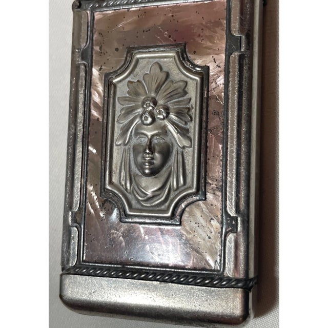 Antique Figural Dog Lady Silver Plate Metal Vesta Match Safe Vesta Case Box For Sale - Image 12 of 12