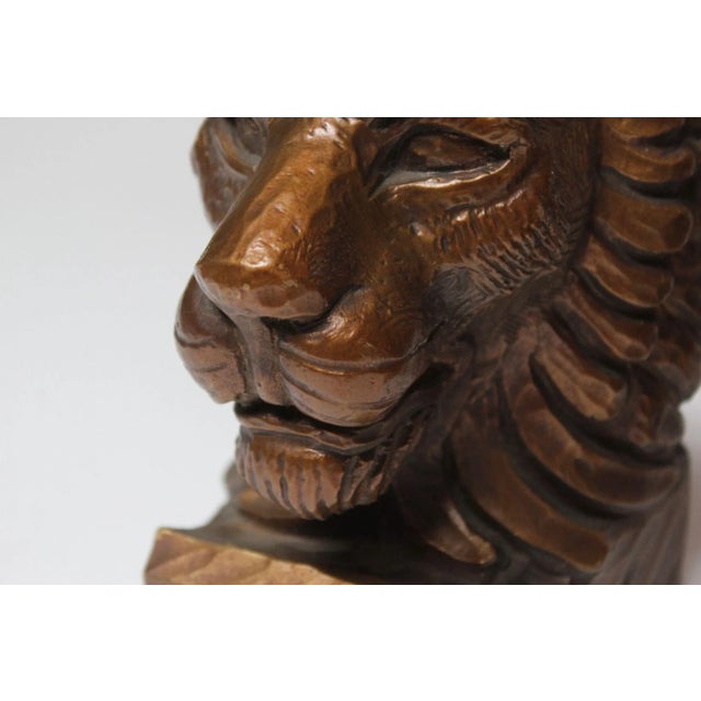 Pair of Mid-Century Modern Gold "Lion" Bookends For Sale - Image 9 of 12