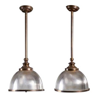 Late 20th Century French Industrial Style Holophane Lights - a Pair For Sale