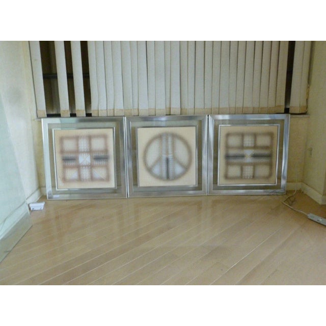 70's Triptych Serigraph Op Art Signed Prints For Sale - Image 10 of 11