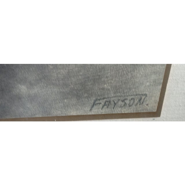 Charcoal Vintage Mid-Century Figurative Charcoal Drawing of Kneeling Figure With Glowing Orb – Signed "Fryson" For Sale - Image 8 of 8