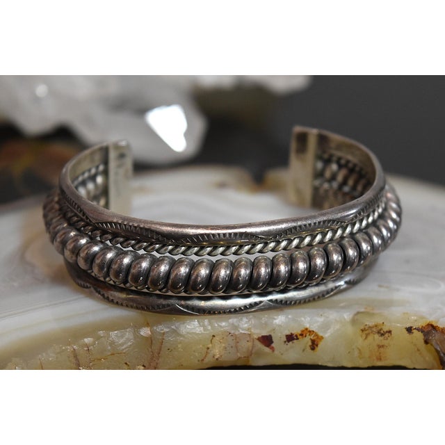 Vintage Heavy Sterling Silver Navajo Cuff Bracelet Franklin & Verna Tahe Made by Married Navajo couple Franklin and Verna...