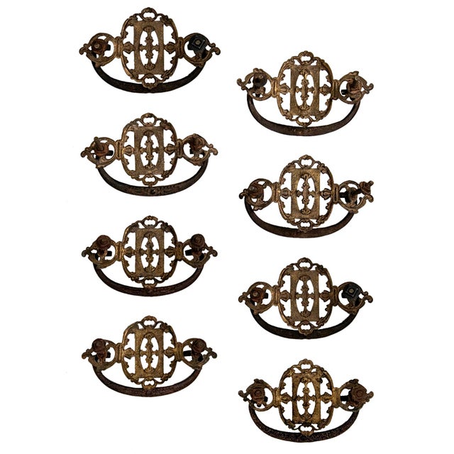 Late 19th Century Late 19th Century Victorian Brass Drawer Pulls - Set of 2 For Sale - Image 5 of 6