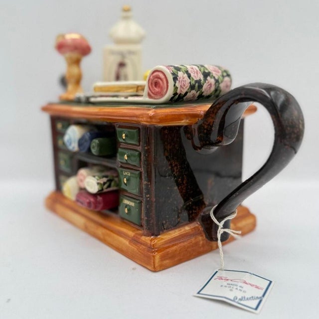 Tony Carter Sewing Table Novelty Teapot With Certificate, England, 1996 For Sale - Image 4 of 11