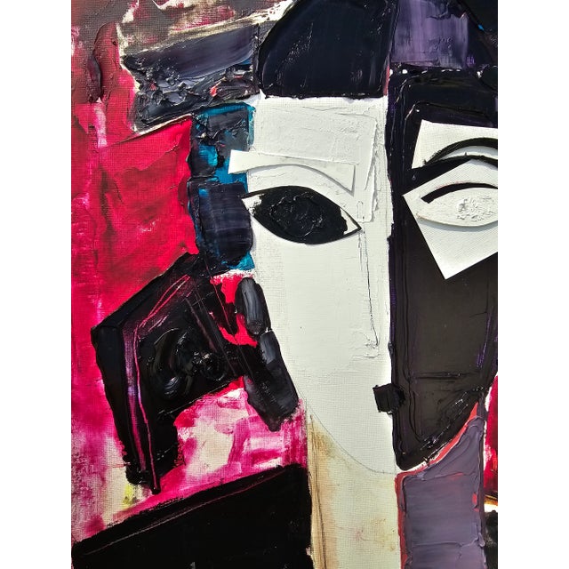 Shadow Box Framed Original Oil Painting Female Portrait / Pablo Picasso For Sale - Image 9 of 13